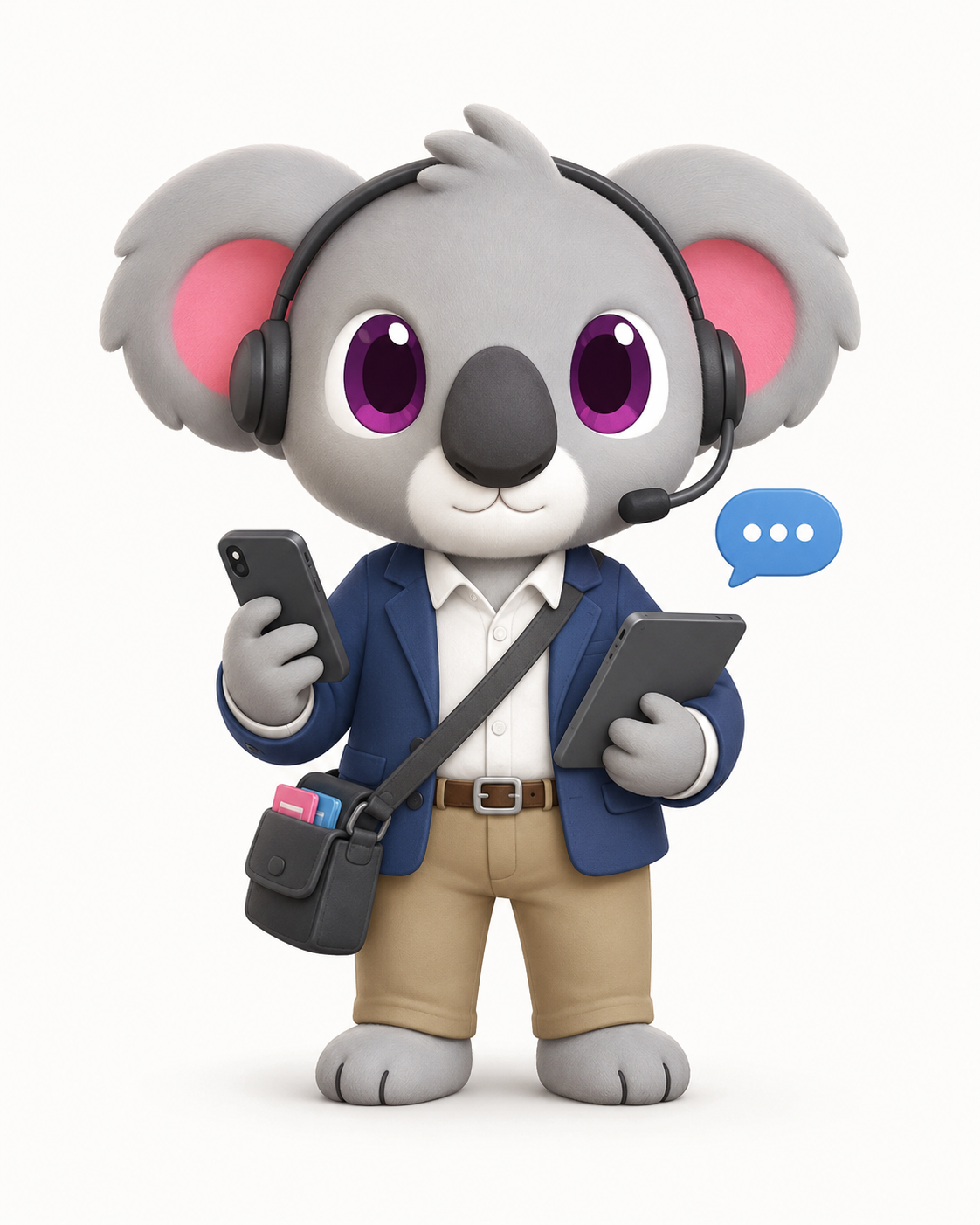 Koala de atención con audífonos
